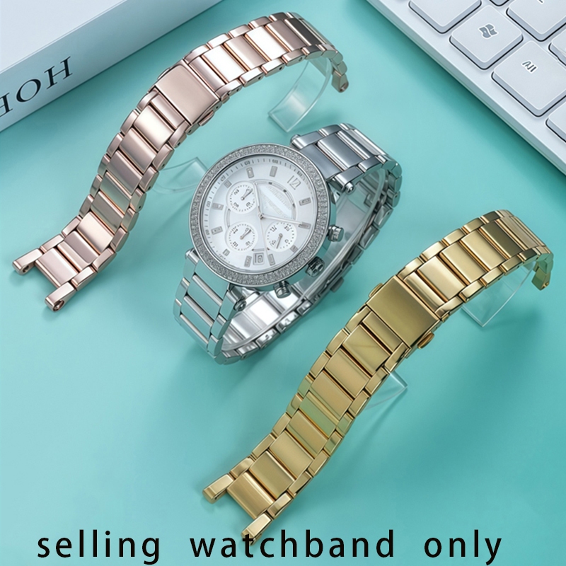 สําหรับ MK Mikkels notch สายนาฬิกาแกนแข็งสายนาฬิกาสแตนเลสสําหรับผู้หญิง MK2277 2425 5896 สายรัดข้อมื