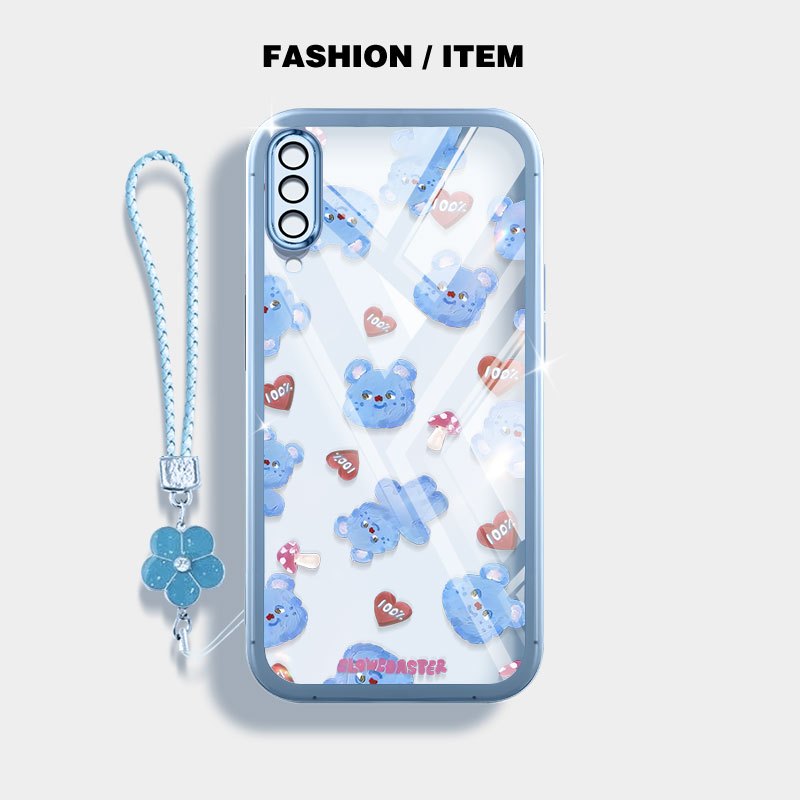 YBD สําหรับ Samsung Galaxy A50 A50S A30S A307 A03S A02S M02S A025 A307 การ์ตูนสีน้ําหมีสายคล้องแขวนเ