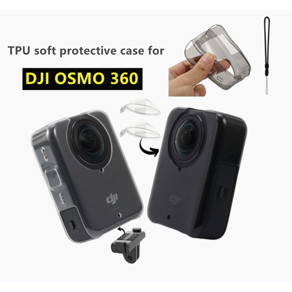 สําหรับ DJI OSMO 360 TPU โปร่งใสป้องกันกรณีสําหรับ DJI OSMO 360 Action กล้องฝาครอบป้องกันพร้อมเลนส์ป้องกันฟิล์มอุปกรณ์เสริม