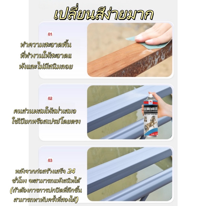 สเปรย์พ่นสีรถยนต์สีดำ 680 มล. / สีรถจักรยานยนต์ / สีเปลี่ยนสียาง / สีปรับปรุงเฟอร์นิเจอร์ / สีสเปรย์ กราฟฟิตี - รูปที่ 3