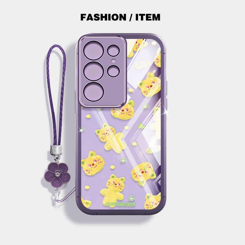 YBD สําหรับ Samsung Galaxy S25FE S24 S25 Plus Ultra S24FE S25 + S24 + S25 + การ์ตูนสีน้ําหมีสายคล้องแขวนเชือก