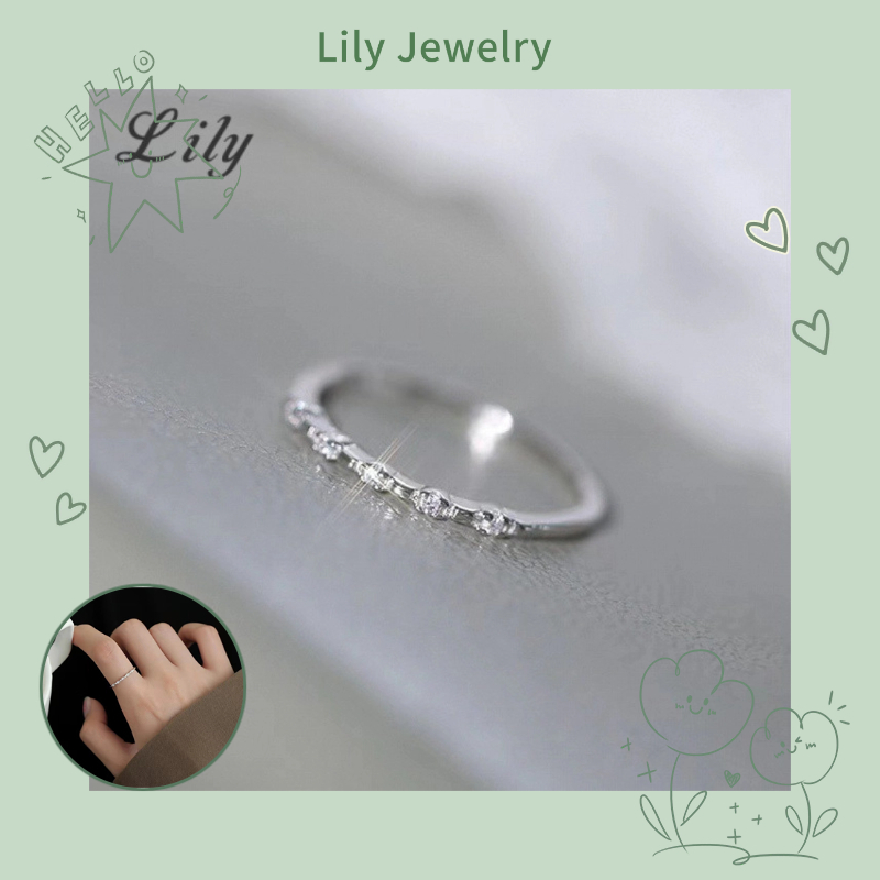 Simple S925 แหวนเพชรเงินหญิงเปิดแหวนธรรมดาปรับได้ทุกการแข่งขัน