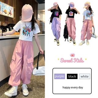 SweetKids พร้อมส่งจากกทม🌸ชุดเซ็ตเด็กผู้หญิง🍓ชุดเซ็ทเด็ก2ชิ้น kpop demon hunter เสื้อสกรีนลายสุดฮิต+กางเกงขายาว อินเทรนด์เท่สุด ใส่สวย