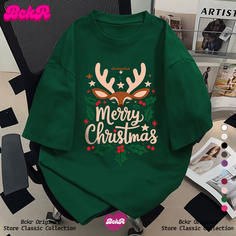 【พร้อมส่ง】🔥BCKR Christmas🎅🏻ลายเขากวาง คอกลม เสื่อยืด🎄วันคริสต์มาส oversize  เสื้อผญ เสื้อYG2890