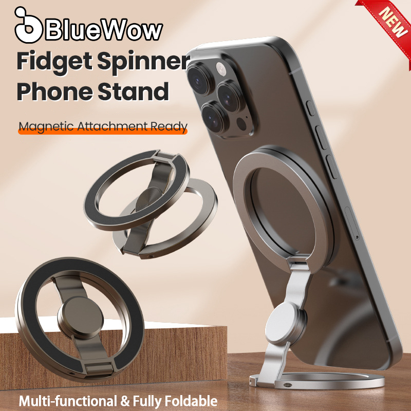 BlueWow สองด้านขาตั้งโทรศัพท์แม่เหล็กโทรศัพท์แหวนนิ้วมือผู้ถือพับเดสก์ท็อปสําหรับ Magsafe Ip 12-17 P