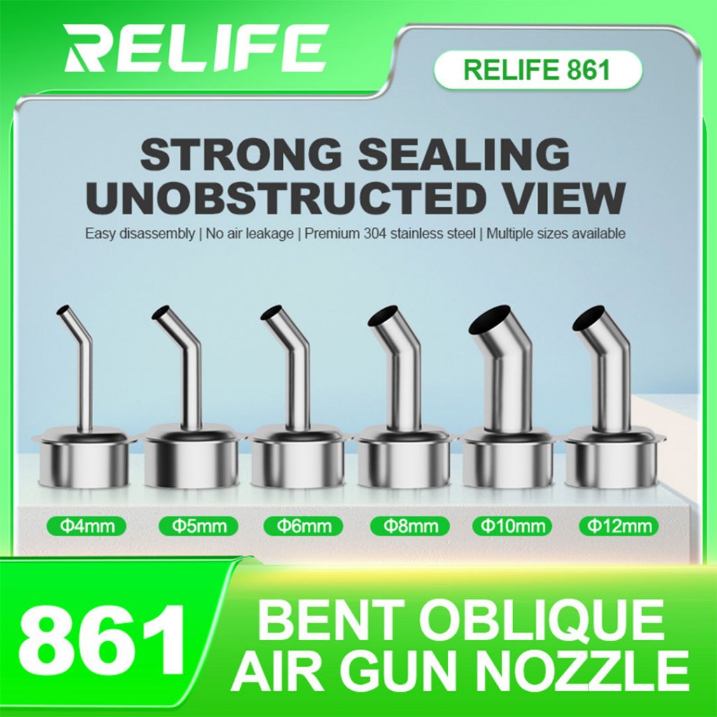 RELIFE 861 Series หัวฉีดลมร้อน 45 องศา Bent หัวฉีดความร้อนโค้ง 4/5/6/8/10/12MM ซีลที่แข็งแกร่งไม่มีการรั่วไหลของอากาศ