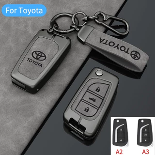 สังกะสีอัลลอยด์ฝาครอบกุญแจรถสําหรับ Toyota REVO/corolla/ALTIS2010-2019/Yaris 2014/vios/Toyota Hilux Revo 2024 พวงกุญแจผู้ถืออุปกรณ์เสริมกรณีปลอกสมาร์ทกุญแจรีโมทป้องกัน