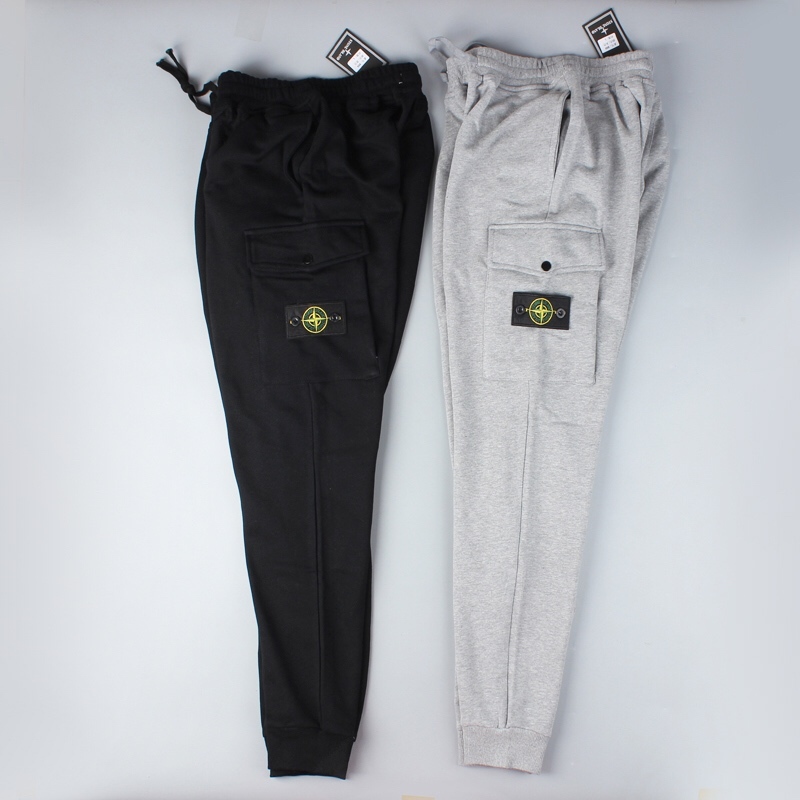 STONE ISLAND เกาะหินพื้นฐานป้ายด้านข้างกางเกง ชุดเอี๊ยม กางเกงผ้าฝ้ายกางเกงคาร์โก้