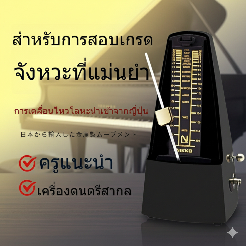 🥇NIKKO🥇เมโทรนอม ผลิตในประเทศญี่ปุ่น Metronome Standard Black เปียโน, กีตาร์, Guzheng, Erhu Racks