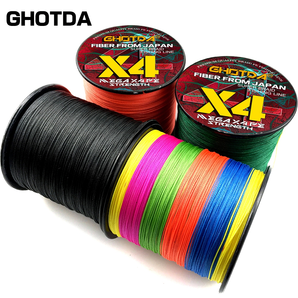 GHOTDA สายตกปลาระยะทาง 100 เมตร ทำจาก PE มีทั้งหมด 4 เส้น ทนทาน และมีให้เลือกหลายสี