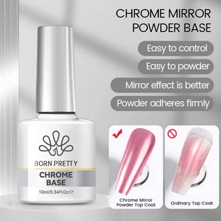 BORN PRETTY Mirror Powder Top Coat Functional เล็บเจล Polish Base Top Coat เล็บเจล Soak Off Nail Art 10ml