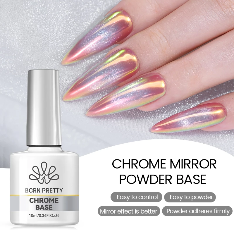 BORN PRETTY Mirror Powder Top Coat Functional เล็บเจล Polish Base Top Coat เล็บเจล Soak Off Nail Art 10ml