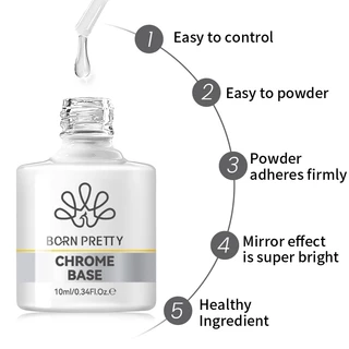 BORN PRETTY Mirror Powder Top Coat Functional เล็บเจล Polish Base Top Coat เล็บเจล Soak Off Nail Art 10ml