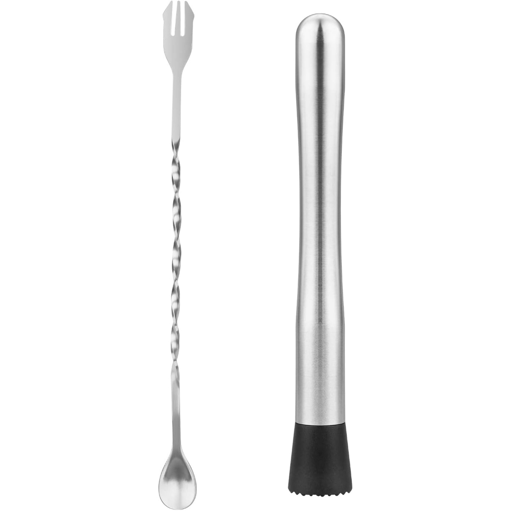 คนทําโคลนสําหรับค็อกเทล,10 "โคลนและด้ามยาวบาร์ค็อกเทลผสมช้อน,สแตนเลสกวน,บาร์อุปกรณ์เสริมเครื่องมือสําหรับ โมฮิโต้ เครื่องดื่มผล