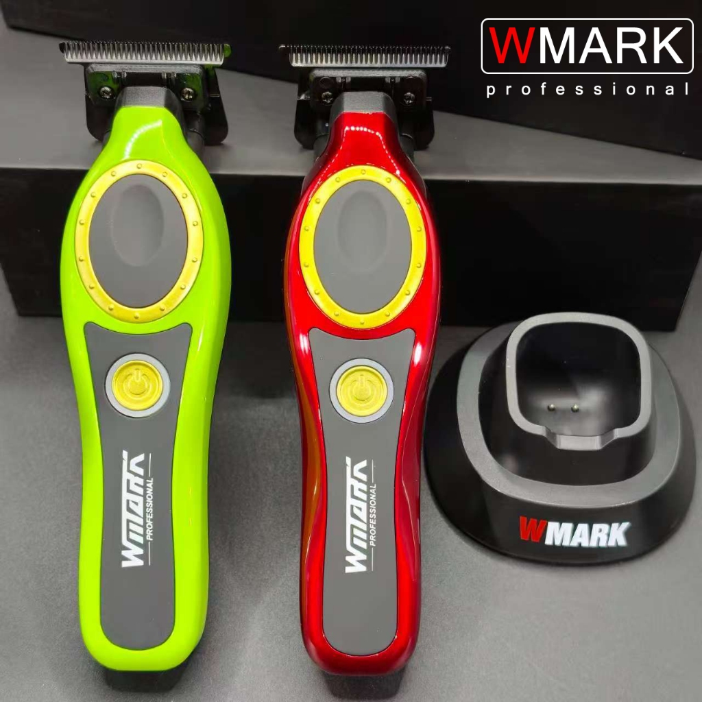 WMARK ร้านตัดผมไร้สาย Trimmer Professional Mens Fade Clipper & Sculpting กรรไกรสแตนเลสไฟฟ้า Grooming