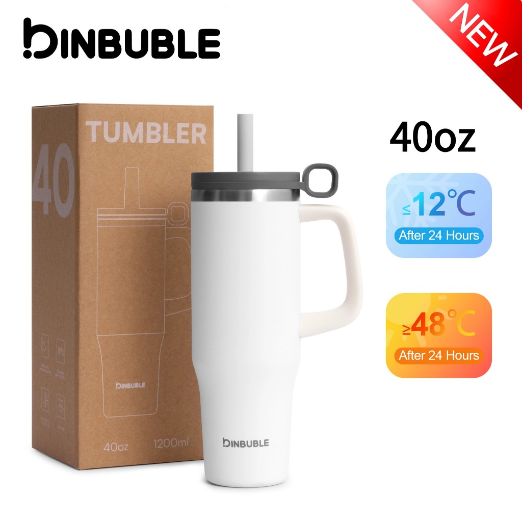 【FREE GIFT】แก้วน้ำติดรถยนต์ 40oz กระบอกน้ำ มีหูจับ เก็บความเย็น กระบอกน้ำใหญ่ สำหรับคนขับรถ สีขาว คัคกิ