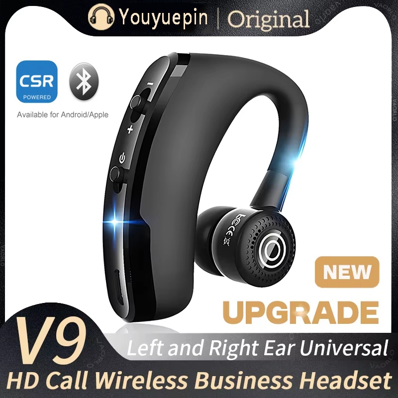 V9 หูฟังบลูทูธกีฬาไดร์เวอร์รถหูฟังไร้สายเดี่ยวพร้อมไมโครโฟน HD แฮนด์ฟรีโทรสเตอริโอ Muics ธุรกิจชุดหู