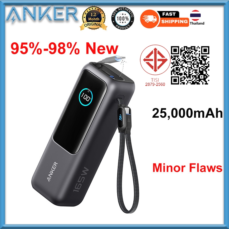 Anker A1695 ZOLO พาวเวอร์แบงค์แบบพกพา 165W 25000mAh Power Bank Builit ในสายเคเบิลแบบพับเก็บได้