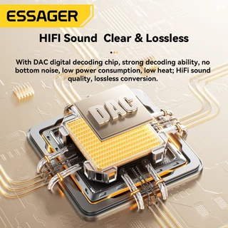 ESSAGER Type-C/L ถึง 3.5 มม.สายอะแดปเตอร์ 24 เส้นด้าย PP ถักสําหรับคุณภาพเสียงสูงการออกแบบข้อศอกรองรับการควบคุมสายไฟและ Plug And Play