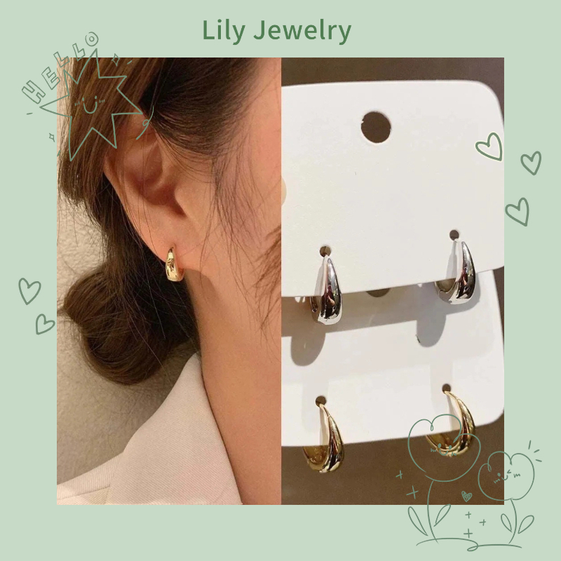 T Classy Simple ต่างหูเรขาคณิตหญิง Water Drop แฟชั่น All-