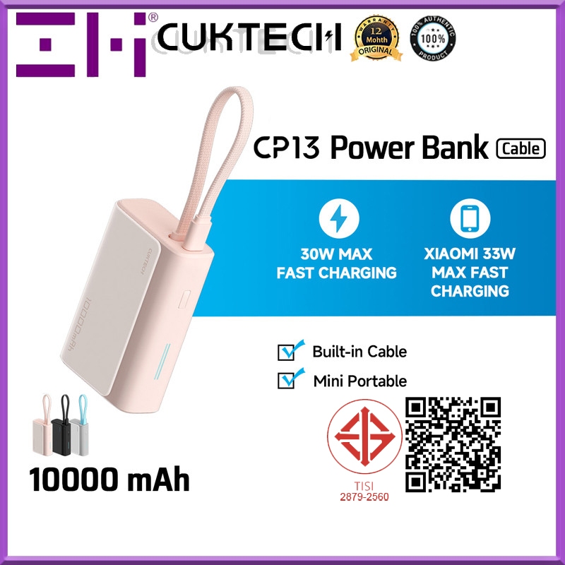 ZIM CUKTACH 10000mAh 33W Power Bank LPB100 สายเคเบิลในตัวชาร์จเร็ว Powerbank