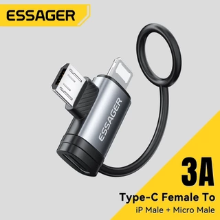 Essager 2 in 1 Type C ถึง L & To Type C Micro C OTG สําหรับอะแดปเตอร์ IP รองรับการถ่ายโอนข้อมูล 480Mbps