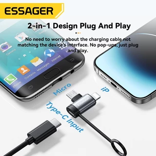 Essager 2 in 1 Type C ถึง L & To Type C Micro C OTG สําหรับอะแดปเตอร์ IP รองรับการถ่ายโอนข้อมูล 480Mbps