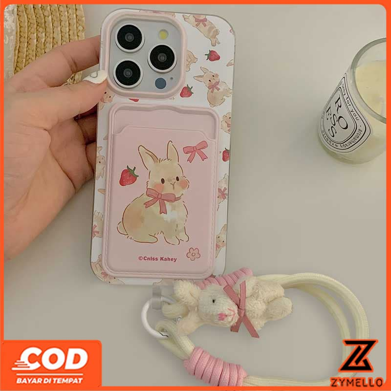 เหมาะสําหรับ OPPO A5i A6Pro A5X A5 5G A5i A60 PRO A3 A3X A5 PRO A3 PRO เคสโทรศัพท์ TPU สีขาวพร้อมการออกแบบโบว์สตรอเบอร์รี่และกระต่ายกันกระแทก