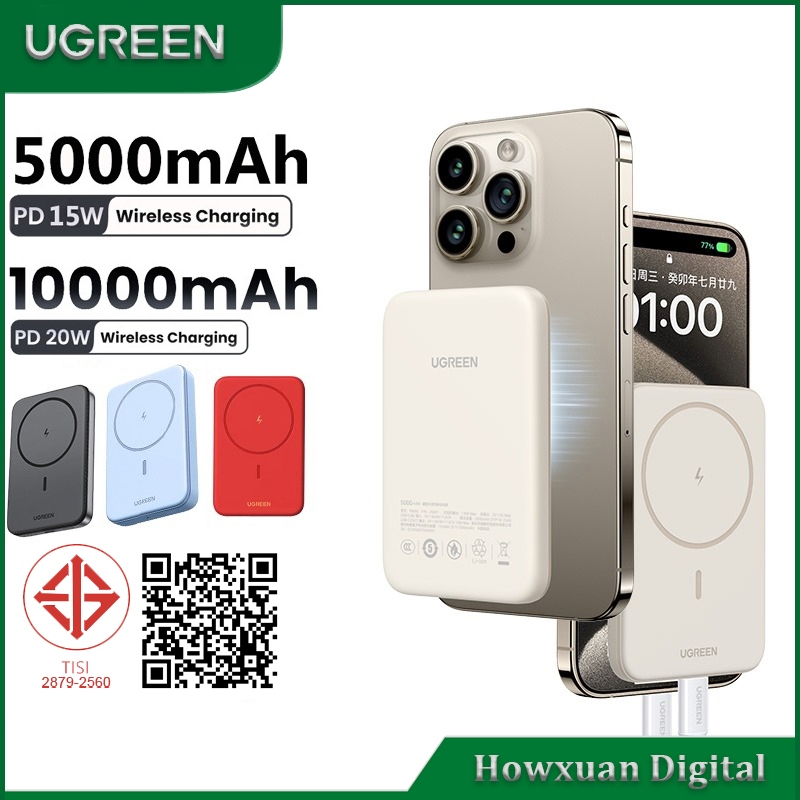 UGREEN 22.5W 10000mAh 20W Power Bank 5000mAh 15W Wireless Magnetic Power Bank เครื่องชาร์จแบบพกพาแบต