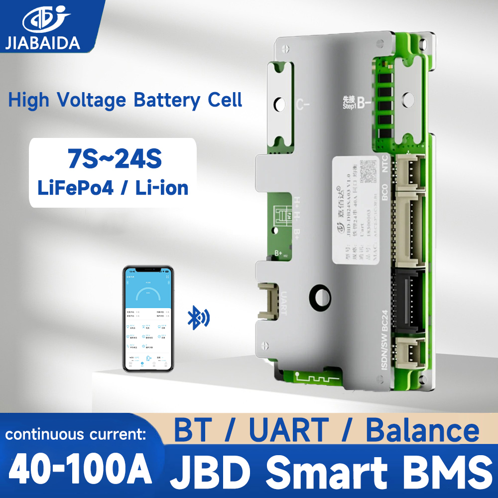 JBD BMS Build-in Bluetooth 7S-24S 8S 10S 12S 13S 16S 20S 40A 50A 60A 80A JIABAIDA สมาร์ท BMS APP