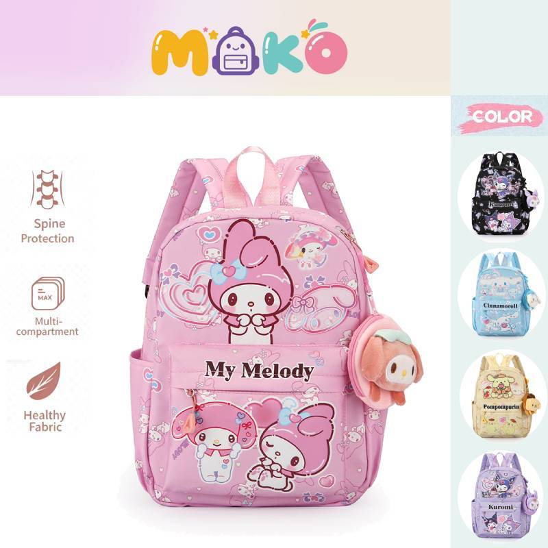 MOKO SANRIO กระเป๋าเด็ก ป้องกันหลัง กันน้ำ Cinnamoroll Kuromi ชุดกล่องดินสอ ส่งไว