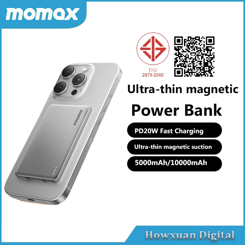 Momax 1-Power Pass Magnetic Power Bank 5000mah 10000mah PD 20W Ultra Thin Fast Charging Power Bank