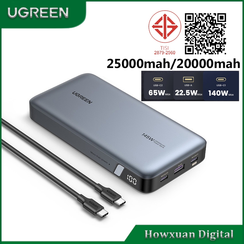UGREEN 165W 145W 25000mAh 100W 20000mAh Power Bank Nexode แบตสํารองแบบพกพา PD3.0 แบตเตอรี่ Pack