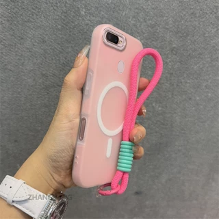 เคสสําหรับ OPPO A5S A12 A7 F9 ซิลิโคนผิวระดับไฮเอนด์รู้สึกเคสโทรศัพท์ 2 ใน 1 การออกแบบความงามเครื่องรางฟังก์ชั่นดูดแม่เหล็กและเชือกฟรี