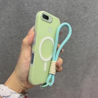 เคสสําหรับ OPPO A5S A12 A7 F9 ซิลิโคนผิวระดับไฮเอนด์รู้สึกเคสโทรศัพท์ 2 ใน 1 การออกแบบความงามเครื่องรางฟังก์ชั่นดูดแม่เหล็กและเชือกฟรี