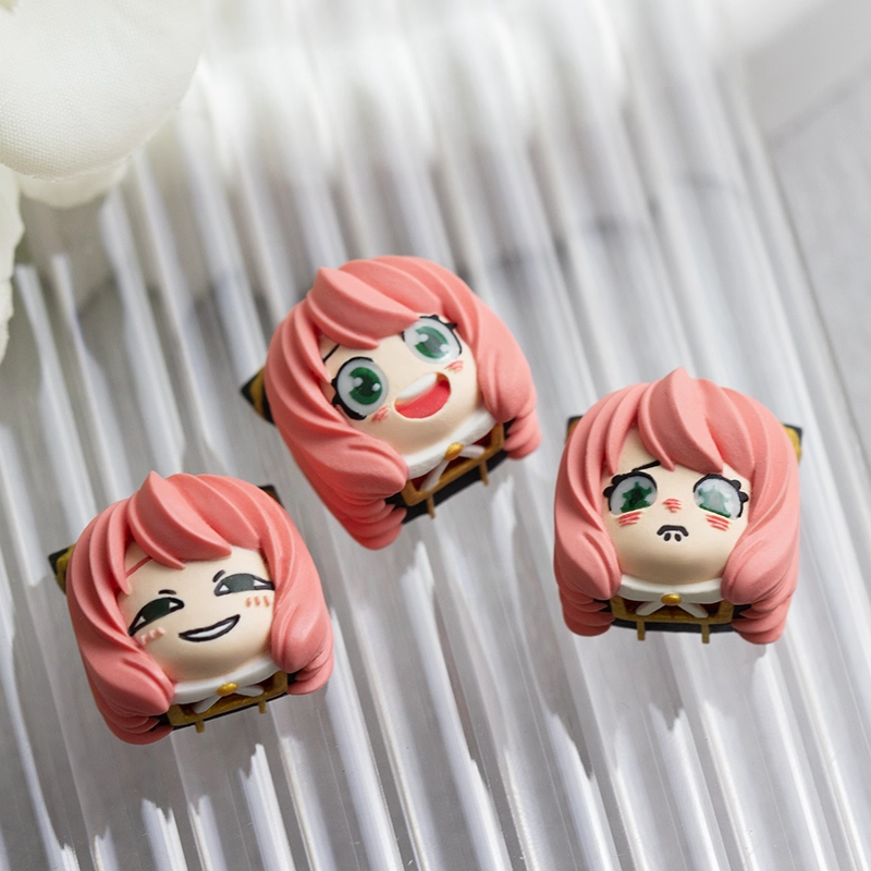 -LW- Spy x Family Anya Resin Keycaps ที่กําหนดเองคีย์บอร์ดแบบกลไกส่วนบุคคล