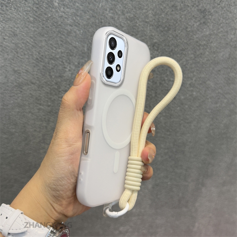 SAMSUNG กรณีสําหรับSamsung A13 4G A13 5G A23 ซิลิโคนผิวระดับไฮเอนด์รู้สึกเคสโทรศัพท์ 2 ใน 1 การออกแบบความงามเครื่องรางฟังก์ชั่นดูดแม่เหล็กและเชือกฟรี - รูปที่ 3