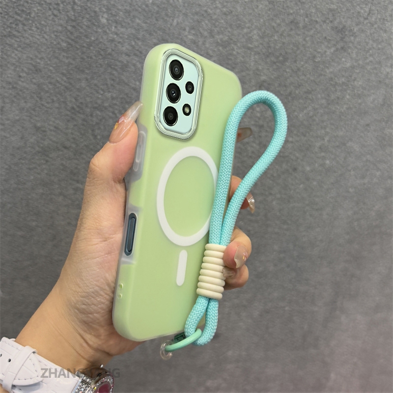 SAMSUNG กรณีสําหรับSamsung A13 4G A13 5G A23 ซิลิโคนผิวระดับไฮเอนด์รู้สึกเคสโทรศัพท์ 2 ใน 1 การออกแบบความงามเครื่องรางฟังก์ชั่นดูดแม่เหล็กและเชือกฟรี - รูปที่ 4