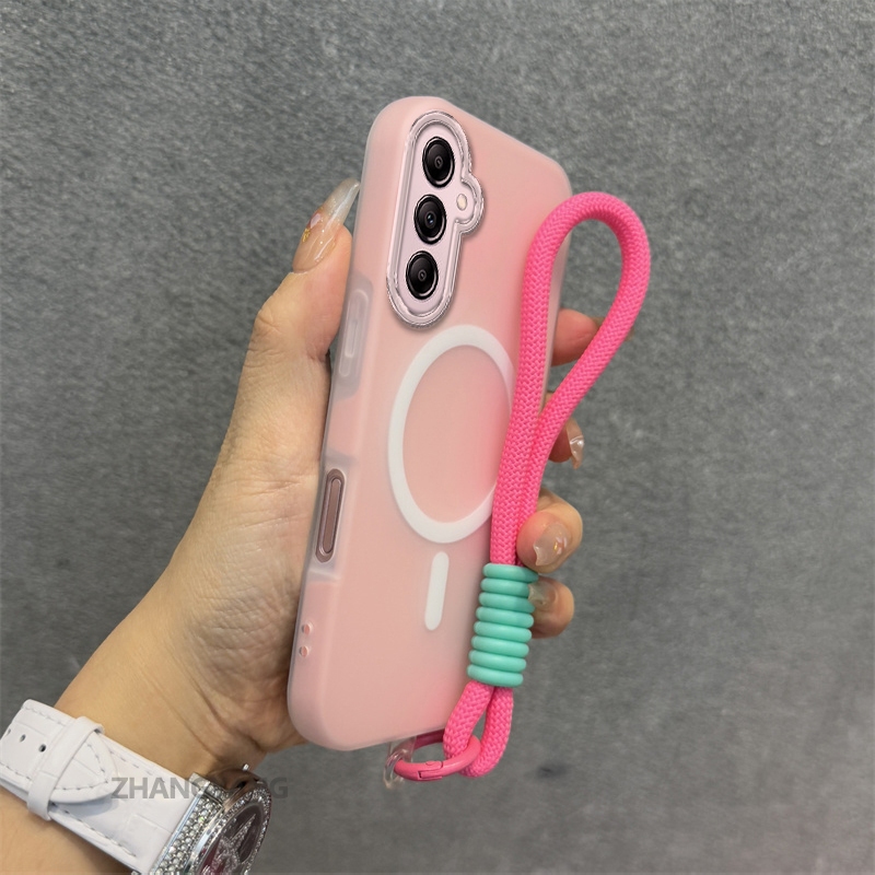 SAMSUNG กรณีสําหรับSamsung A26 A36 5G A56 5Gซิลิโคนผิวระดับไฮเอนด์รู้สึกเคสโทรศัพท์ 2 ใน 1 การออกแบบความงามเครื่องรางฟังก์ชั่นดูดแม่เหล็กและเชือกฟรี