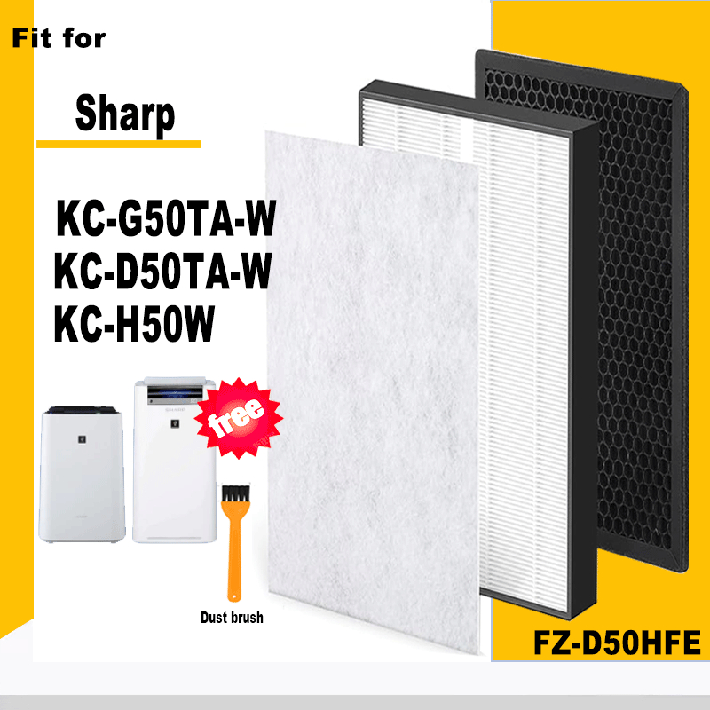 H13 ตัวกรองถ่านกัมมันต์ Hepa FZ-D50HFE FZ-D50DFE สําหรับเครื่องฟอกอากาศ Sharp KC-G50TA-W / KC-D50TA-W / KC-H50W