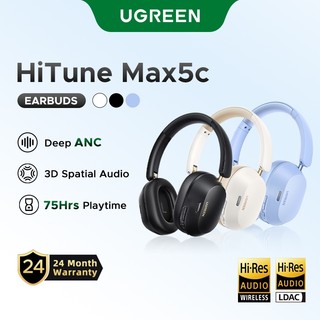 UGREEN ANC Bluetooth 5.4 Hi-Res 43dB Noise Canceling Earpods Bluetooth HiTune Max5c Wireless Headphones Headset Low Latency With Microphone Support Calls LDAC