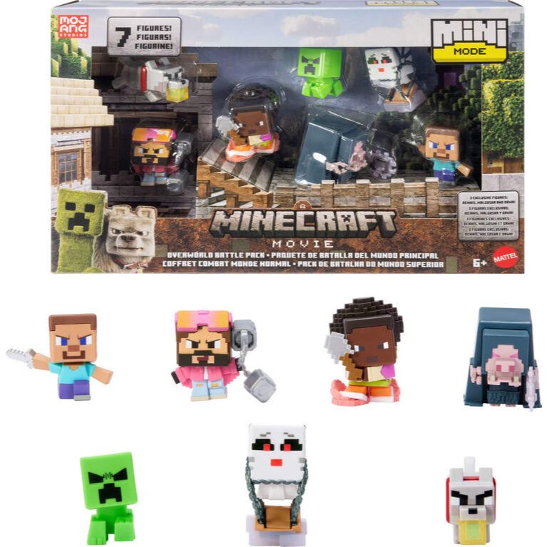 Minecraft Mini Mode Overworld Battle Pack with 7 Mini Action Figures Inspired by the Movie JFM37