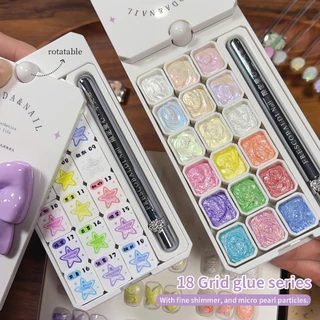MORDDA ชุดยาทาเล็บเจล Pearl White Glitter 18 สี สามารถใช้สำหรับการเพ้นท์เล็บแบบ 3 มิติ และเหมาะสำหรับใช้ในร้านทำเล็บ