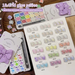 MORDDA ชุดยาทาเล็บเจล Pearl White Glitter 18 สี สามารถใช้สำหรับการเพ้นท์เล็บแบบ 3 มิติ และเหมาะสำหรับใช้ในร้านทำเล็บ