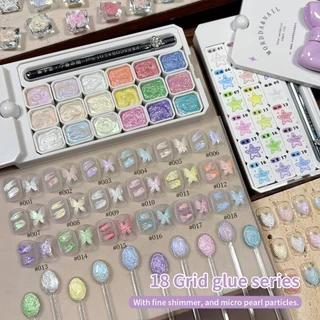 MORDDA ชุดยาทาเล็บเจล Pearl White Glitter 18 สี สามารถใช้สำหรับการเพ้นท์เล็บแบบ 3 มิติ และเหมาะสำหรับใช้ในร้านทำเล็บ