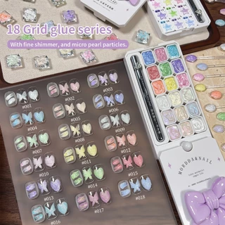 MORDDA ชุดยาทาเล็บเจล Pearl White Glitter 18 สี สามารถใช้สำหรับการเพ้นท์เล็บแบบ 3 มิติ และเหมาะสำหรับใช้ในร้านทำเล็บ