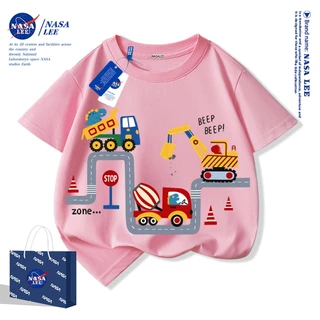 【จัดส่งวันเดียวกัน】เสื้อยืดเด็กผ้าฝ้ายลายรถขุด NASA ใส่ได้ทั้งเด็กผู้ชายและเด็กผู้หญิง สวมใส่สบาย ระบายอากาศได้ดี