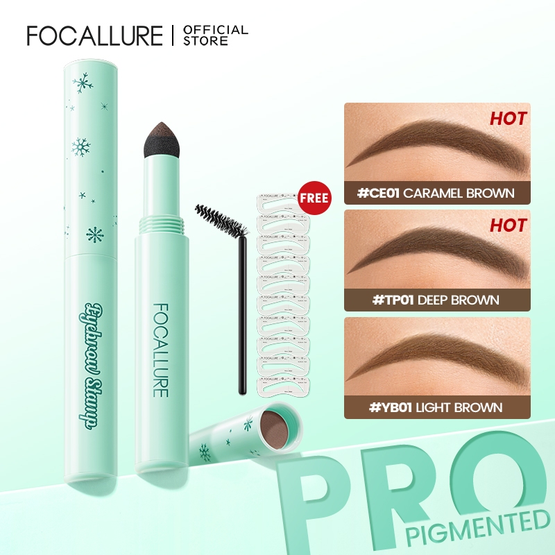 Focallure 2-In-1 ที่เขียนคิ้ว แบบฝุ่น ติดทนนาน ผงพิกเมนต์ธรรมชาติ กันน้ํา กันเหงื่อ เรียบเนียน เม็ดสีสูง ใช้งานง่าย