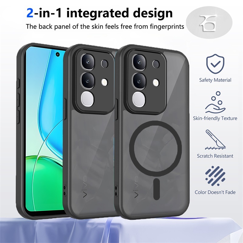 Hard Case สําหรับ VIVO Y29 Y28 Y19S V2352 V2420 V2419 Magnetic Coil Frosted โปร่งใสผิวรู้สึกอะคริลิค
