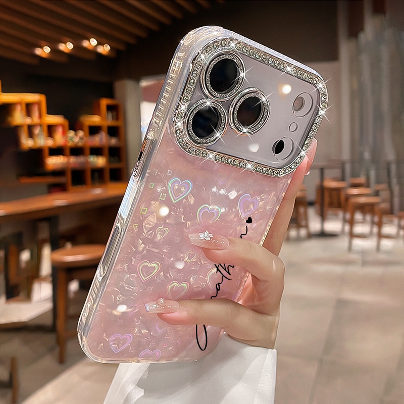 ใหม่รูปแบบเปลือกหอยรูปหัวใจ DIY เคสโทรศัพท์ชื่อที่กําหนดเองสําหรับเคสไอโฟน17 Pro Max 17 Pro 16 Pro Max 16 Pro